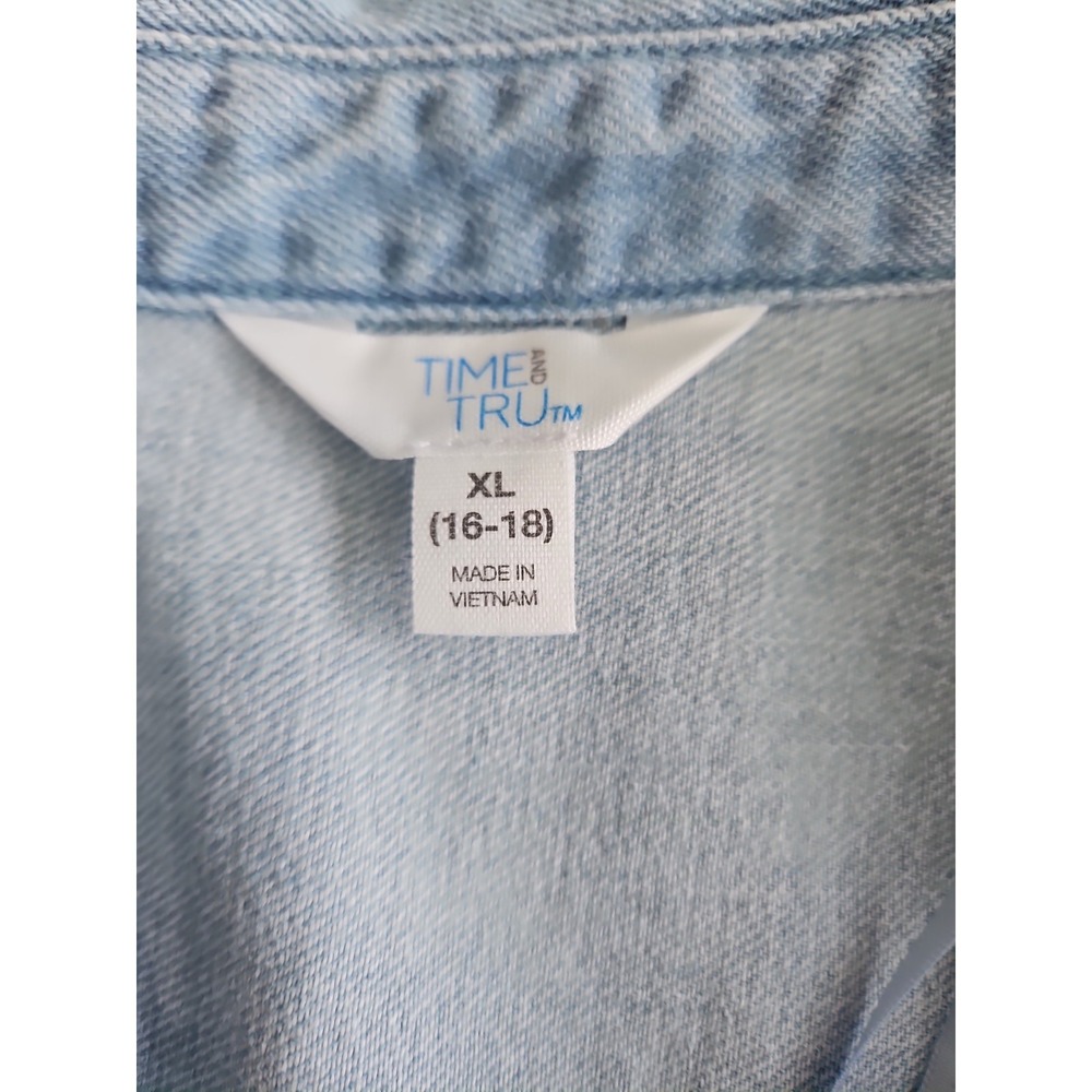 Time And Tru Denim Dress XL Blue Pockets Minimalist Cotton Basic Coastal Capsule - Picture 15 of 16